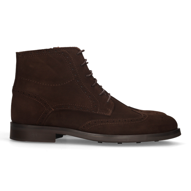 BROWN PERFORATED LACE-UP BOOT