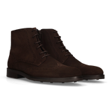 BROWN PERFORATED LACE-UP BOOT
