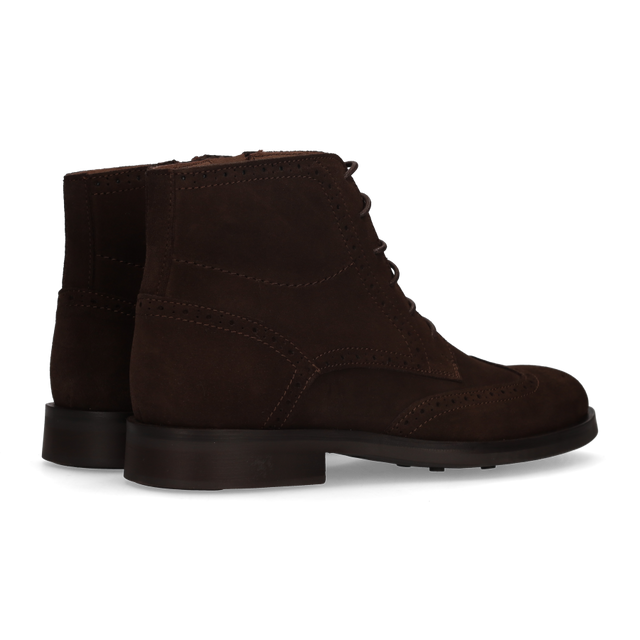 BROWN PERFORATED LACE-UP BOOT