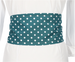 Small green sash with white polka dots