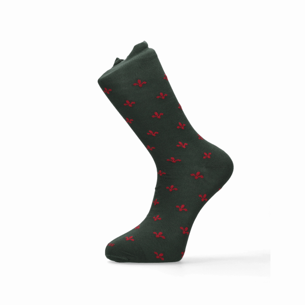 CALCETIN FLOR LIS VERDE/VINO