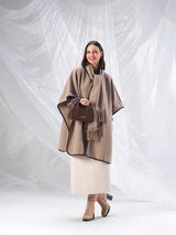 Poncho Con Bufanda Taupe