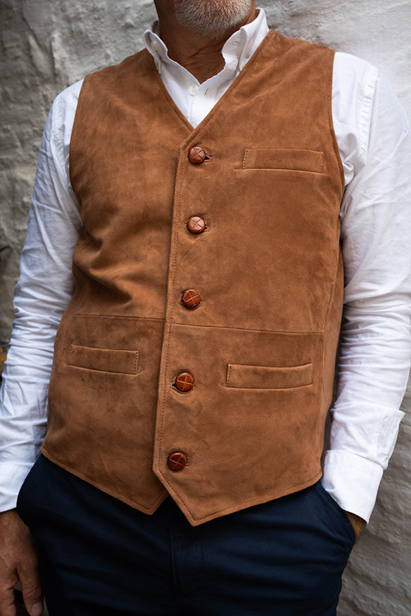 Chaleco piel vuelta camel