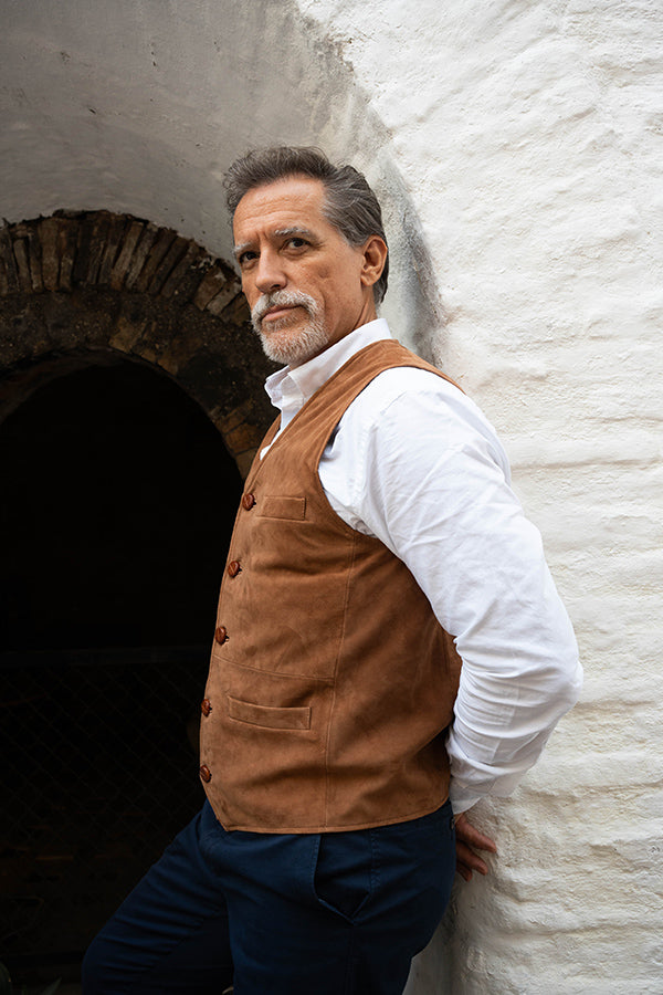 Chaleco piel vuelta camel