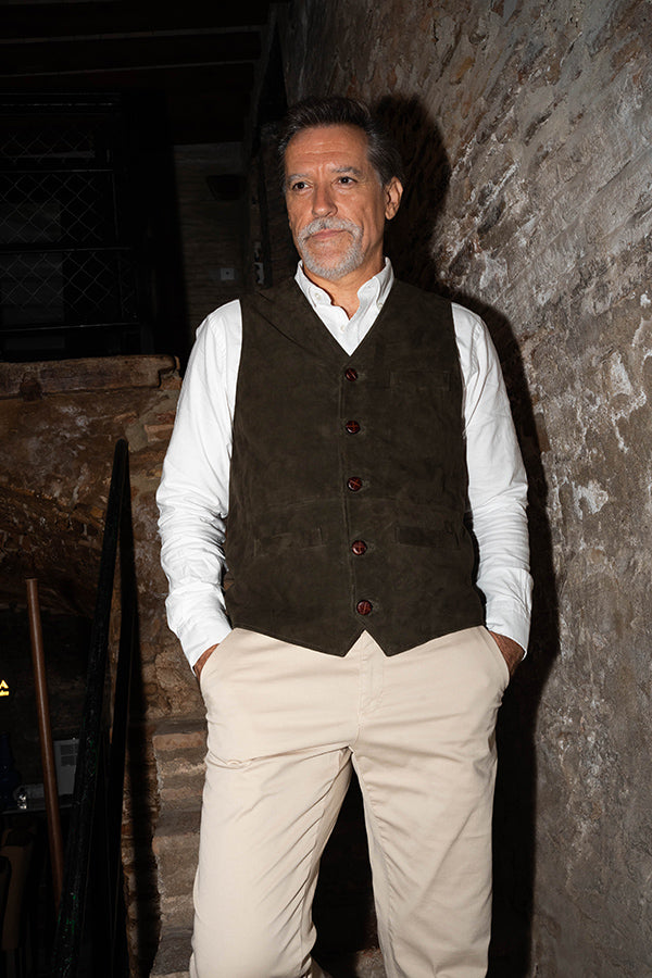 Chaleco piel vuelta verde