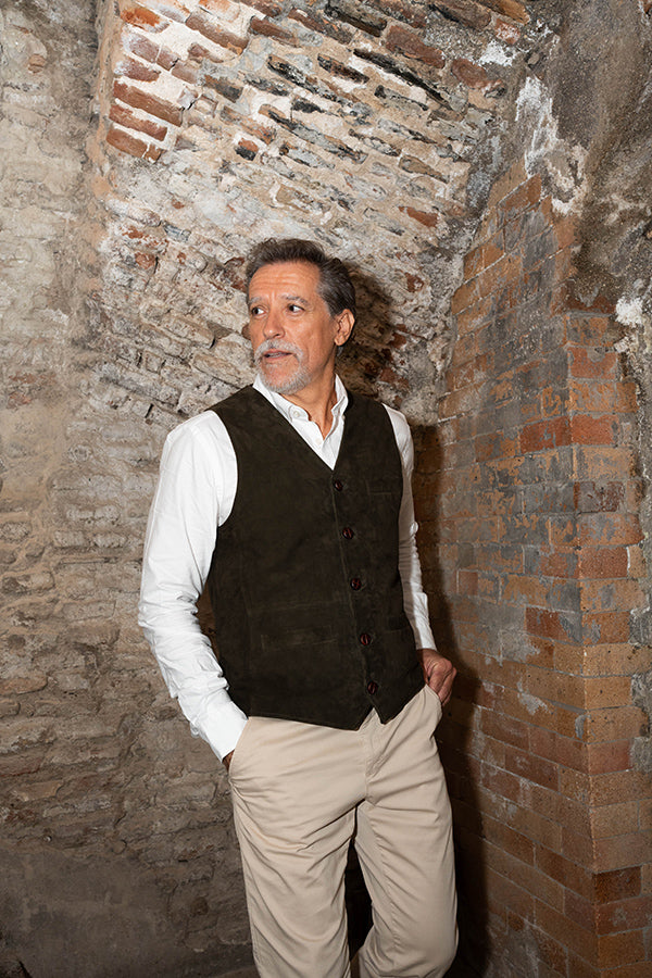 Chaleco piel vuelta verde