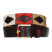 BROWN RIBBON WITH MUSTARD-RED-BEIGE EMBROIDERY