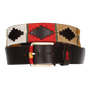 BROWN RIBBON WITH MUSTARD-RED-BEIGE EMBROIDERY