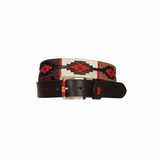 Cinturón marrón bordados beige, marrón y camel