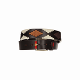 Cinturón marrón rombos beige-burdeos-camel