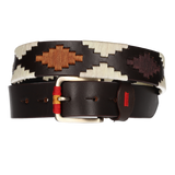 Cinturón marrón rombos beige-burdeos-camel