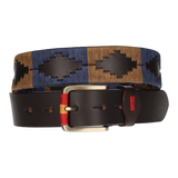 CINT. MARRON BORDADO OCRE-AZUL