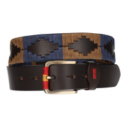 CINT. MARRON BORDADO OCRE-AZUL