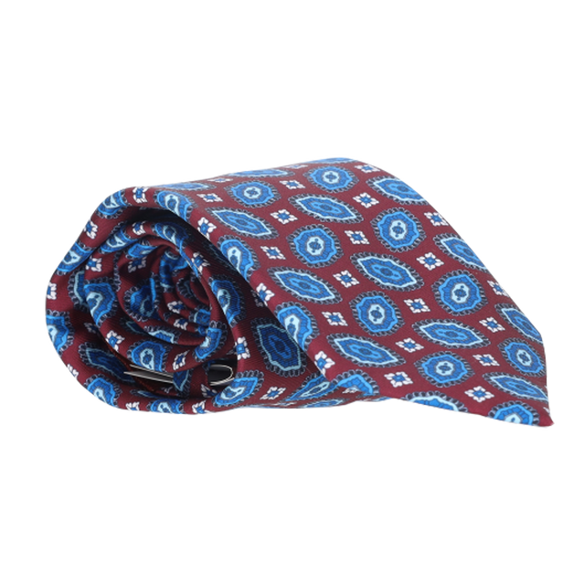 CORBATA BURDEOS AD. SELLO Y FLOR