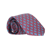 Cravate bordeaux publicitaire. Bleu clair.