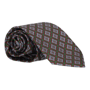 KHAKI TIE WITH RED DIAMOND FLOWER