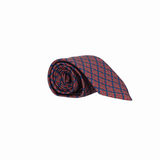 NAVY TIE WITH RED DIAMOND FLOWER