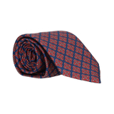 NAVY TIE WITH RED DIAMOND FLOWER