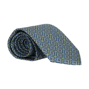 GREEN TIE WITH BLUE DIAMOND FLOWER