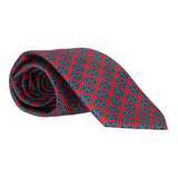 RED TIE WITH BLUE RHOMBUS FLOWER