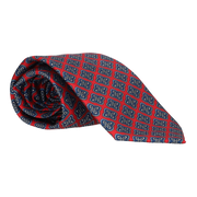RED TIE WITH BLUE RHOMBUS FLOWER