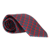 RED TIE WITH BLUE RHOMBUS FLOWER