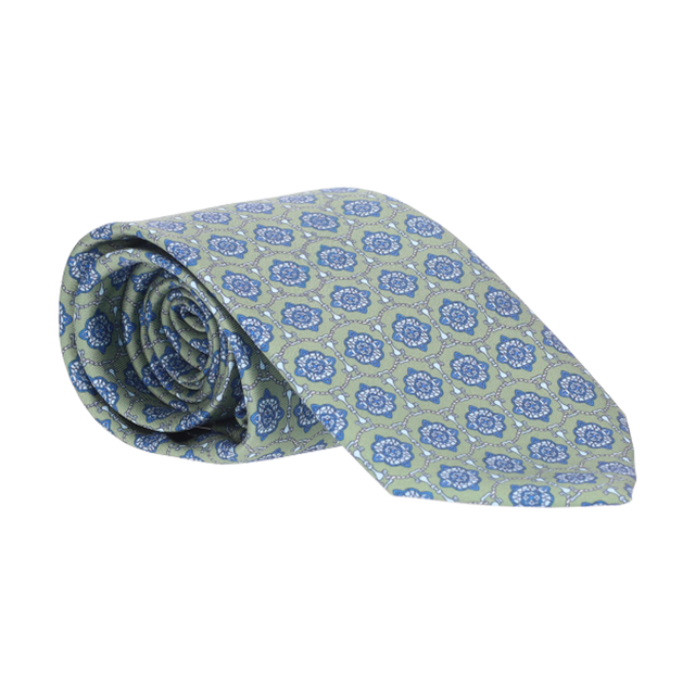 GREEN TIE WITH DECORATIONS