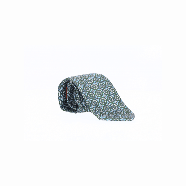 LIGHT BLUE TIE WITH GREEN STAMPS