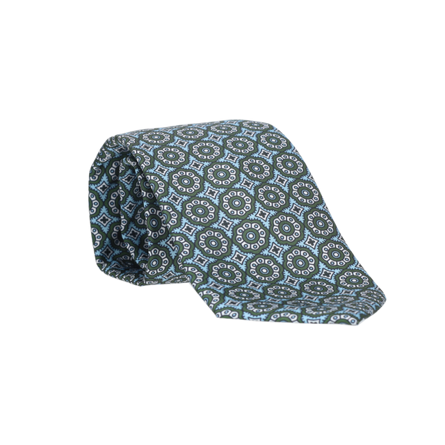 LIGHT BLUE TIE WITH GREEN STAMPS