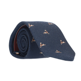 NAVY WOOL TIE WITH BUNNIES