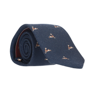 NAVY WOOL TIE WITH BUNNIES