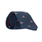 NAVY WOOL TIE WITH BUNNIES