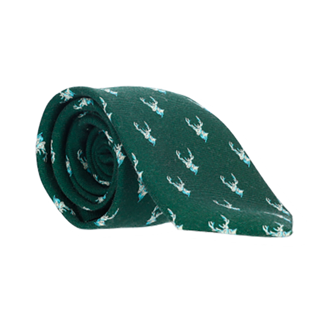 GREEN WOOL TIE WITH DEER