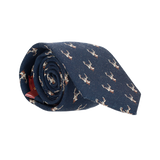 NAVY WOOL TIE WITH DEER
