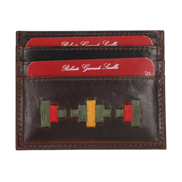KHAKI GREEN EMBROIDERED CARD HOLDER