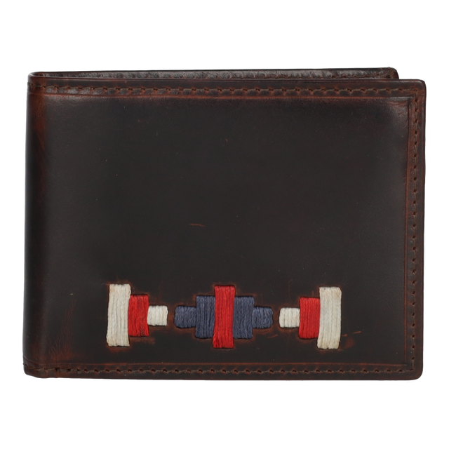 BEIGE-BLUE EMBROIDERED COIN WALLET