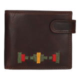 KHAKI GREEN EMBROIDERED BUTTON WALLET