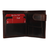 BEIGE-BLUE EMBROIDERED BUTTON WALLET