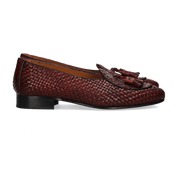 MOCASIN TRENZADO BORLAS BURDEOS