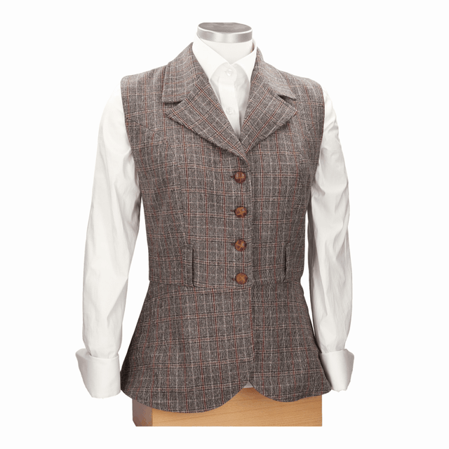 CHALECO PONIENTE CUADROS MARRON