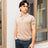 SHORT SLEEVE KNIT POLO SHIRT CAMEL