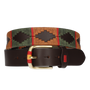 CINT. 4 CM MARRON HILO VERDE/CAMEL/ROJO