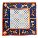 PAÑUELO AZUL COCHE CABALLO NARANJA