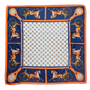 FOULARD BLEU VOITURE CHEVAL ORANGE