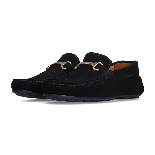 MOCASIN HEBILLA PIEL VUELTA MARINO