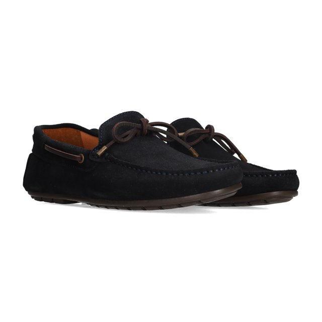 MOCASIN LAZO PIEL VUELTA MARINO