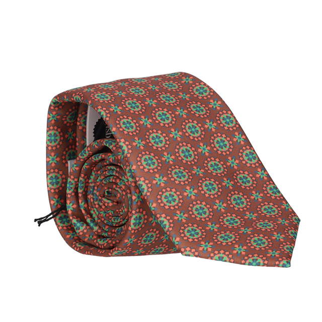CORBATA CIRCULO FLOR MARRON