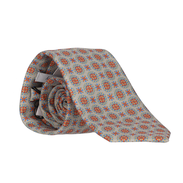 CORBATA CIRCULO FLOR GRIS