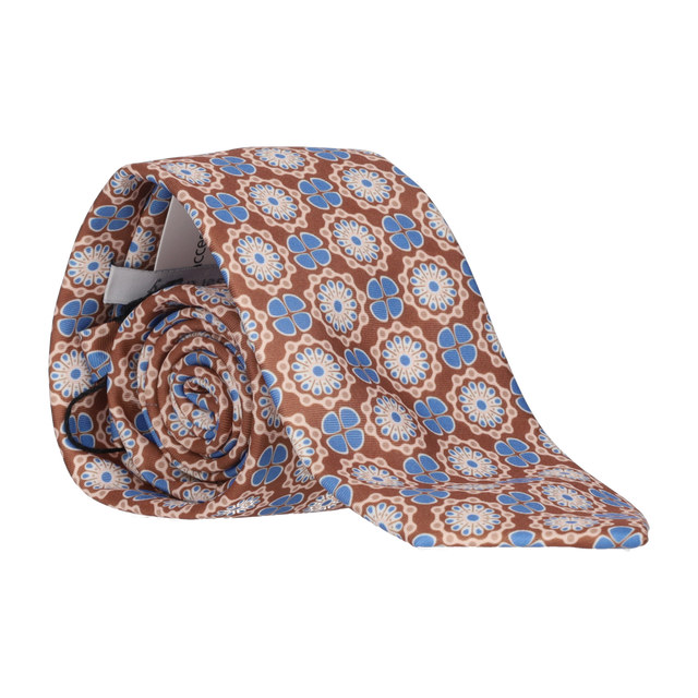 CORBATA MARRON FLORES MARINO