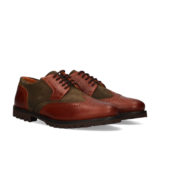 BLUCHER COMBINADO CUERO-VERDE